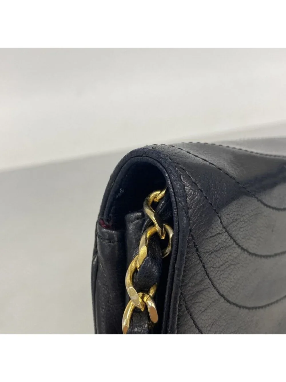 Chanel Shoulder Bag Half Moon Lambskin Black Gold